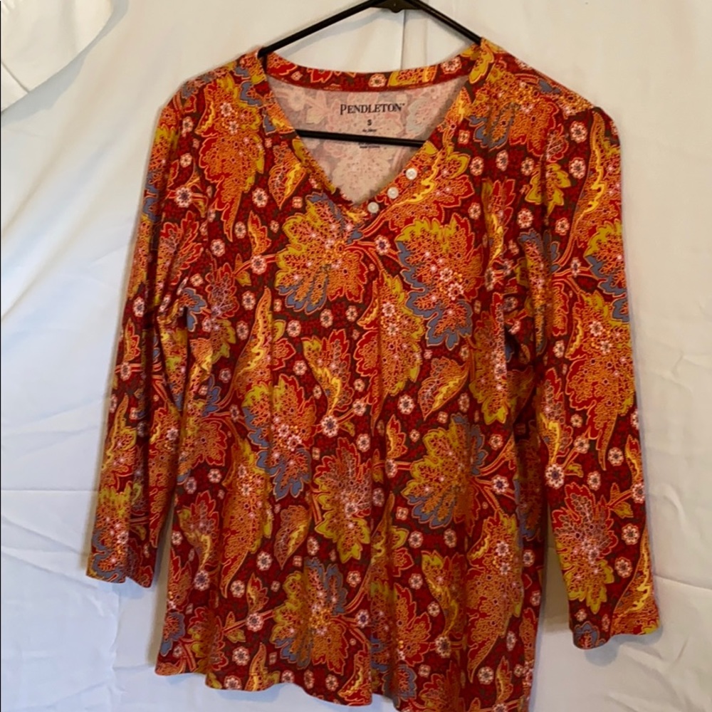 - Pendleton fall colors shirt with 3/4 sleeves